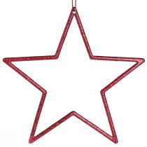 Product Decoration Star Red Christmas Tree Decoration Glitter Ø12cm 12 pcs
