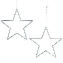 Product Decoration Star Silver Christmas Tree Decoration Glitter Ø12cm 12 pcs