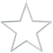Product Decoration Star Silver Christmas Tree Decoration Glitter Ø12cm 12 pcs