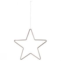 Product Decorative Star Christmas Decoration Silver Hanging Ø15cm Set of 6
