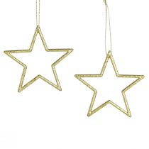 Product Decorative Stars Christmas Tree Decorations Gold Glitter 7.5cm 40 pcs