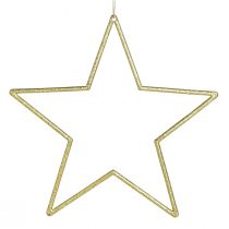 Product Decoration stars gold with glitter tree decoration stars 18cm 8 pcs