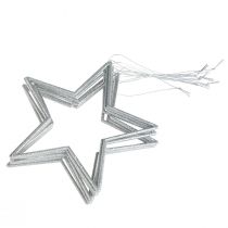 Product Decorative Silver Stars, Glitter Christmas Tree Ornaments, 18cm, 8 Pieces, Christmas Tree Decoration