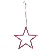 Product Christmas decoration glitter stars for hanging in berry glitter, set of 40, 7.5cm - Festive ornaments for Christmas tree and window