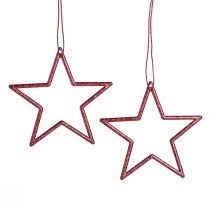 Product Decorative stars Christmas stars for hanging red 7.5cm 40 pcs