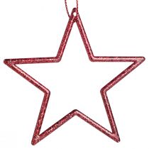 Product Decorative stars Christmas stars for hanging red 7.5cm 40 pcs