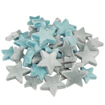 Product Decorative stars flocked scatter decoration blue Ø4/5cm 40 pcs