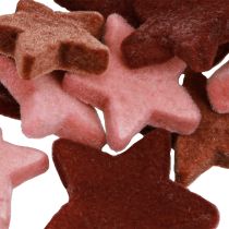 Product Decorative stars flocked scatter decoration Burgundy Brown Ø4/5cm 40 pcs