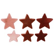 Product Decorative stars flocked scatter decoration Burgundy Brown Ø4/5cm 40 pcs