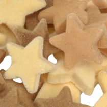Product Decorative stars flocked scatter decoration yellow brown Ø4/5cm 40 pcs
