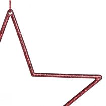 Product Decorative stars with glitter red stars for hanging 18cm 8 pcs