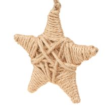Product Decorative stars for hanging raffia hemp tree decoration 7.5cm 8 pieces