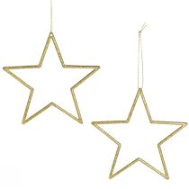 Product Decorative stars for hanging tree decoration gold Ø12cm 12 pcs