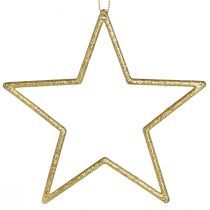 Product Decorative stars for hanging tree decoration gold Ø12cm 12 pcs