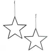 Product Decorative black stars for hanging, Christmas tree ornaments, Ø12cm, set of 12 pieces