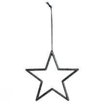 Product Glittering Hanging Star Decorations, Black, Christmas, Ø7.5cm, Set of 40 for Festive Decoration