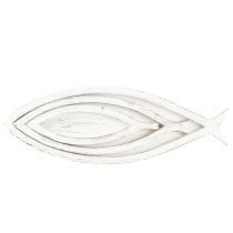 Product Decorative Tray Wood Fish White Natural L30/40/50cm Set of 3