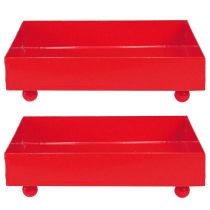 Product Decorative tray square red metal tray 15×15cm 2pcs