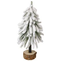 Product Decorative Christmas tree covered in snow on a wooden base Ø15cm H30cm