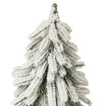 Product Decorative Christmas tree covered in snow on a wooden base Ø15cm H30cm
