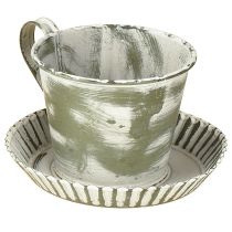 Product Decorative cup metal white washed antique Ø9cm H8cm 2pcs