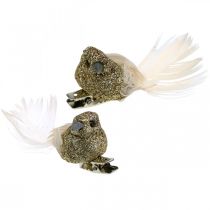 Product Deco pair of pigeons Deco birds with clip Golden L5cm 4pcs