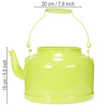 Product Decorative metal teapot, apple green - flower pot - Ø20cm H15cm - versatile garden decoration and gift idea