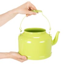 Product Decorative metal teapot, apple green - flower pot - Ø20cm H15cm - versatile garden decoration and gift idea