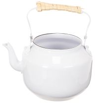 Product Decorative teapot, planter, metal, white, shabby chic, Ø8.6cm, H16cm, vintage decorative flower pot