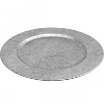 Product Deco Plate Metal Plate Vintage Deco Gray Ø33cm