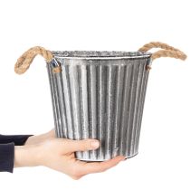 Product Decorative pot for planting, metal pot with handles, metal decoration shabby chic Ø21.5cm