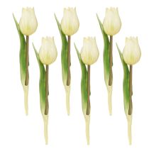 Product Decorative Tulips Artificial Flowers White Cream 20cm 6 pcs