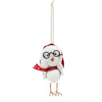 Product Decorative bird with cap red-white 10,5cm