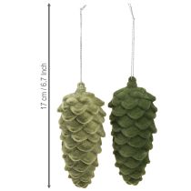 Product Decorative green pine cones, hangers, Christmas decoration, set of 6