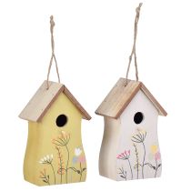 Product Decoration for hanging birdhouse wood white yellow 13cm 2 pcs