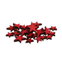 Scattered wooden stars red 3-5cm 72pcs
