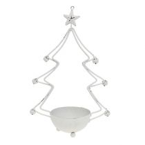 Deco tree with bowl for tealight white 25cm 2pcs