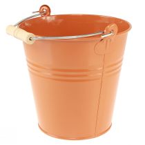 Product Decorative bucket metal planter orange brown Ø22cm H21.5cm 6L