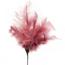 Product Decorative Feathers on Stick Bird Feathers White/Cream/Old Pink 3 Pcs