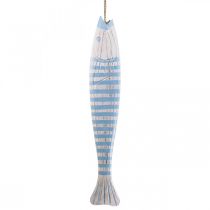 Product Decorative fish wood wooden fish for hanging light blue H57.5cm