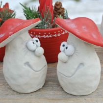 Product Mushrooms to decorate, New Year&#39;s Eve decoration, forest mushrooms, concrete decoration red, white H10cm W12.5cm 2pcs