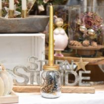 Product Decorative glass with candle holder golden metal lid Ø8.5cm H16cm 2pcs