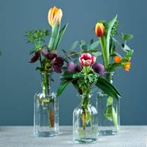Product Decorative glass bottle with grooved decoration clear Ø7.5cm H19cm 6 pcs
