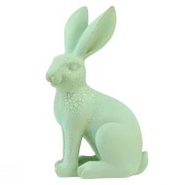 Decorative rabbit sitting green gold craquelure table decoration H23.5cm