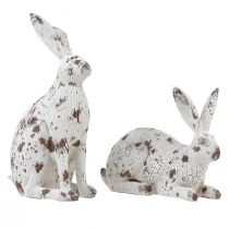 Product Decorative rabbits white vintage wood look Easter H14.5/24.5cm 2pcs