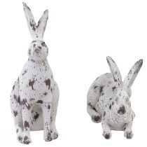 Product Decorative rabbits white vintage wood look Easter H14.5/24.5cm 2pcs