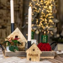 Decorative house wooden decorative candle holder black 10.5×3.5×13cm