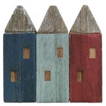 Deco Wooden Houses Shabby Chic Maritime Deco H14cm 3pcs