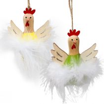 Product Decorative chicken Easter decoration for hanging wooden decoration H8cm 6 pieces