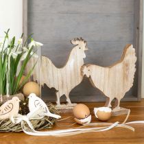 Product Decorative chicken table decoration Easter wooden decoration vintage 19cm set of 2